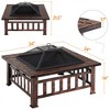 Yaheetech 34in Fire Pit Table Outdoor Patio Fire Pits Square Steel Stove with Mesh Screen and Cover - 3 of 4