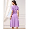 INSPIRE CHIC Women's Summer Elegant Crew Neck Tie Waist Short Sleeve Midi Dress - 3 of 4