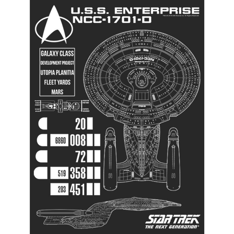 Women's Star Trek: The Next Generation Enterprise Galaxy Class NCC-1701-D Schematics Scoop Neck, 2 of 5