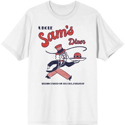Americana Uncle Sam’s Diner Men’s White T-Shirt-XL