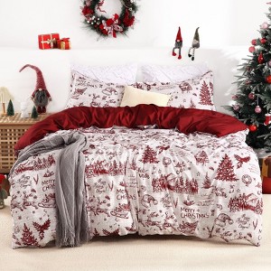 Christmas Duvet Cover, Holiday Printed Duvet Cover Set Soft and Breathable Christmas Decorations Bedding Set - 1 of 4