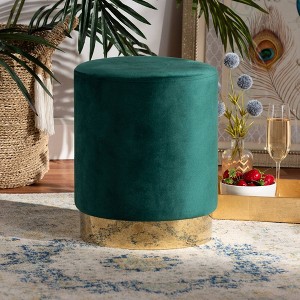 Chaela Velvet Metal Ottoman - Baxton Studio - 1 of 4