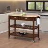 American Heritage 3 Tier Butcher Block Kitchen Cart with Drawers - Breighton Home - 2 of 4