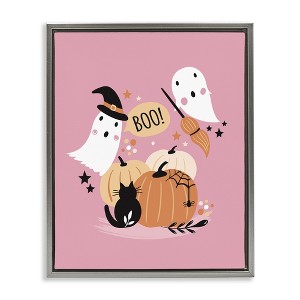 Stupell Industries Pink Boo Halloween Ghosts Floating Frame Canvas Art - 1 of 4