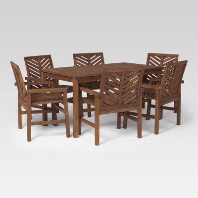 7pc Slatted Chevron Acacia Patio Dining Set - Saracina Home