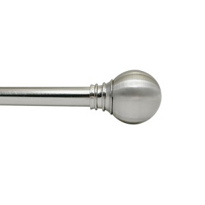 Versailles Sculpted Globe Finial Steel Heavy Duty Curtain Rod Set for Windows Brushed Nickel - 1 of 4