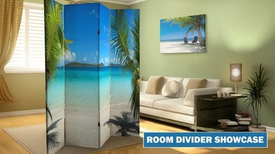 Black Hardwood and Rice Paper 4-Panel Shoji Room Divider