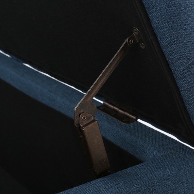 Charleston Dark Blue Tufted Storage Ottoman with Birch Legs