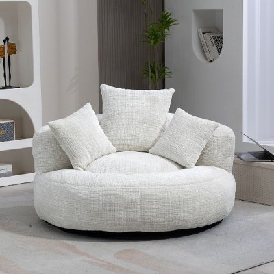CAVINAS High Back Bean Bag Chair, Lazy Sofa Lounger with Three Pillows for Adults and Kids, Single Sofa Chair, Indoor & Outdoor, Beige