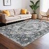 Acekool 8x10 Washable Rug – Vintage Botanical Non-Slip Carpet, Ultra-Thin Floor Mat for Living Room & Bedroom, - 2 of 4