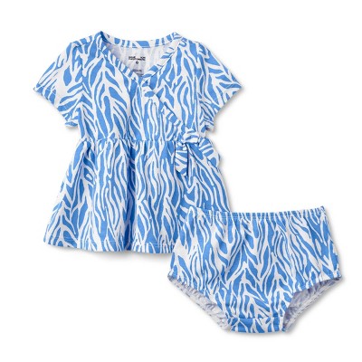 Baby Short Sleeve Sea Twig Blue Wrap Dress - DVF for Target