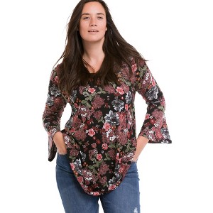 ellos Women's Plus Size Bell Sleeve A-Line Knit Tunic - 1 of 4