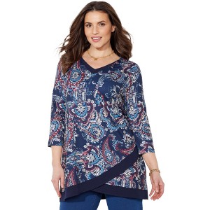 Catherines Women's Plus Size Layered Hem Top - 1 of 4