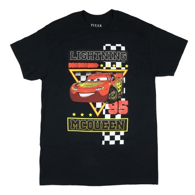 Seven Times Six Disney Lightning McQueen Shirt Mens Cars 95 Adult Short Sleeve Graphic Tee Black