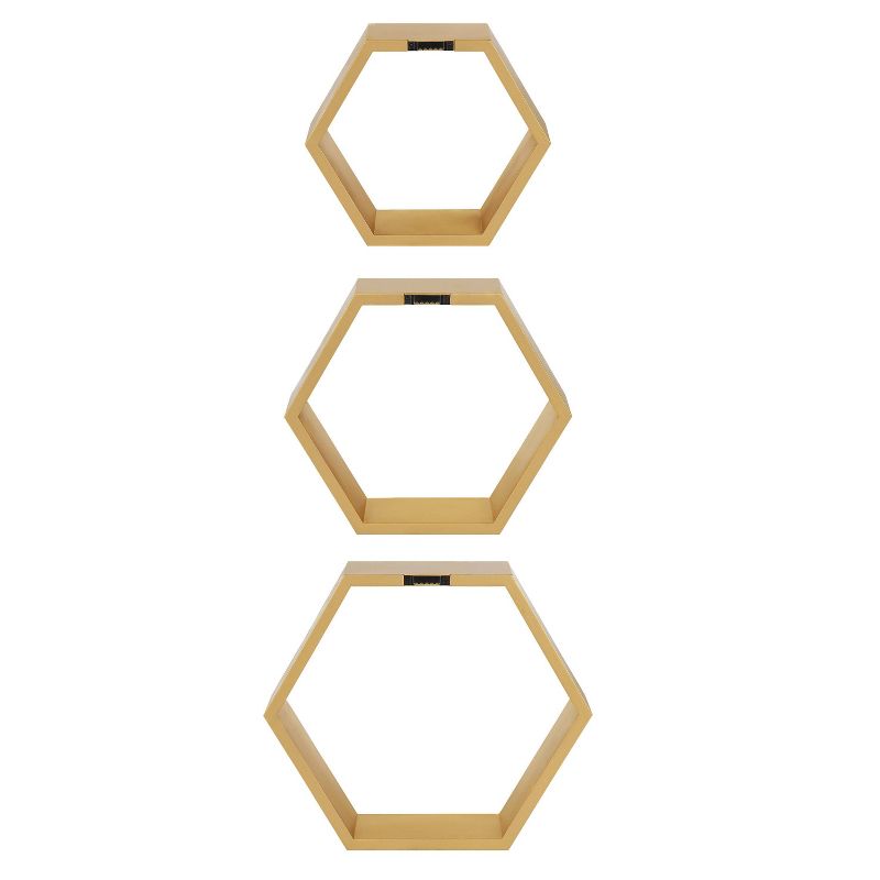 3pc Putnam Hexagon Wood Shelf Set Gold - Kate &#38; Laurel All Things Decor, 5 of 8