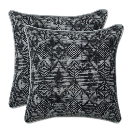 2pc 16.5" Outdoor/Indoor Throw Pillow Set Nesco Stone Black - Pillow Perfect