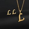Initial Letter Pendant Necklace Earrings Set for Women Gold Plated Stainless Steel by Ginger Lyne - 2 of 4