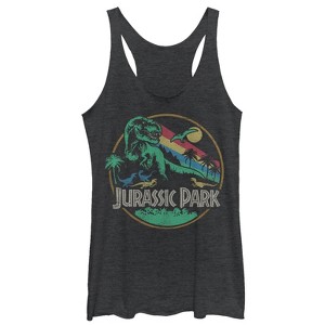 Women's Jurassic Park Rainbow Emblem Racerback Tank Top - 1 of 3