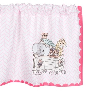 Everyday Kids Precious Moments Noah’s Ark Pink Window Valance – 60x15” Baby Girl Animal Nursery Décor with Giraffes, Tigers & Elephants - 1 of 4