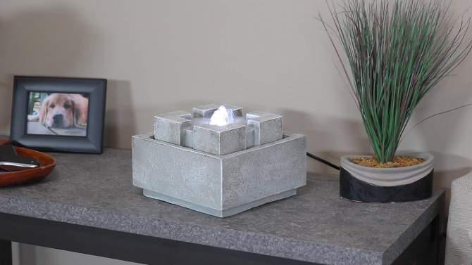 Sunnydaze Indoor Home Office Decorative Square Dynasty Bubbling Tabletop Water Fountain Feature - 7", 2 of 14, play video