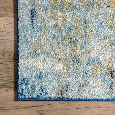 Elysian Blue Abstract Easy-Care Rectangular Rug, 2'x3'