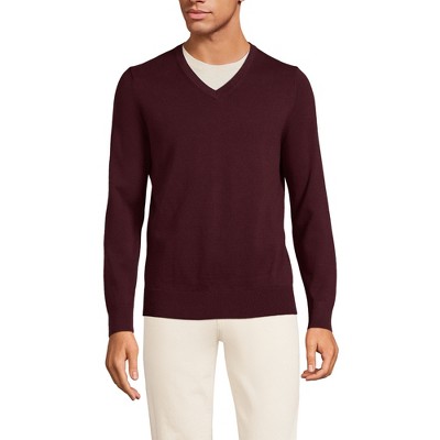Lands' End Men's Fine Gauge Cotton V Neck Sweater - Large - Royal ...