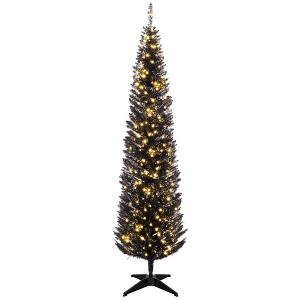 Aghana Digitals 7ft Black Slim Pencil Artificial Christmas Tree with 250 Warm White LED Lights, 499 - 1 of 4