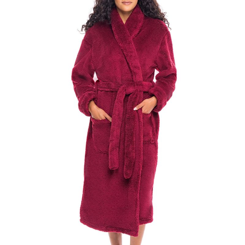 Women's Fuzzy Plush Fleece Robe, Warm Soft Bathrobe for Her, 1 of 9