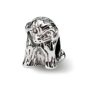 Black Bow Jewelry Sterling Silver Sitting Puppy Bead Charm - 1 of 4