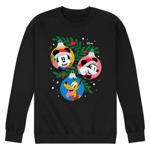 Men's - Disney - Mickey Minnie Pluto Ornaments Graphic Fleece Sweatshirt - 1 of 4