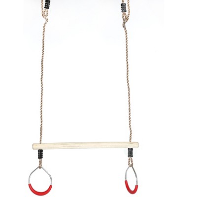PLAYBERG Kids Trapeze Swing Bar with Rings with Hanging Ropes