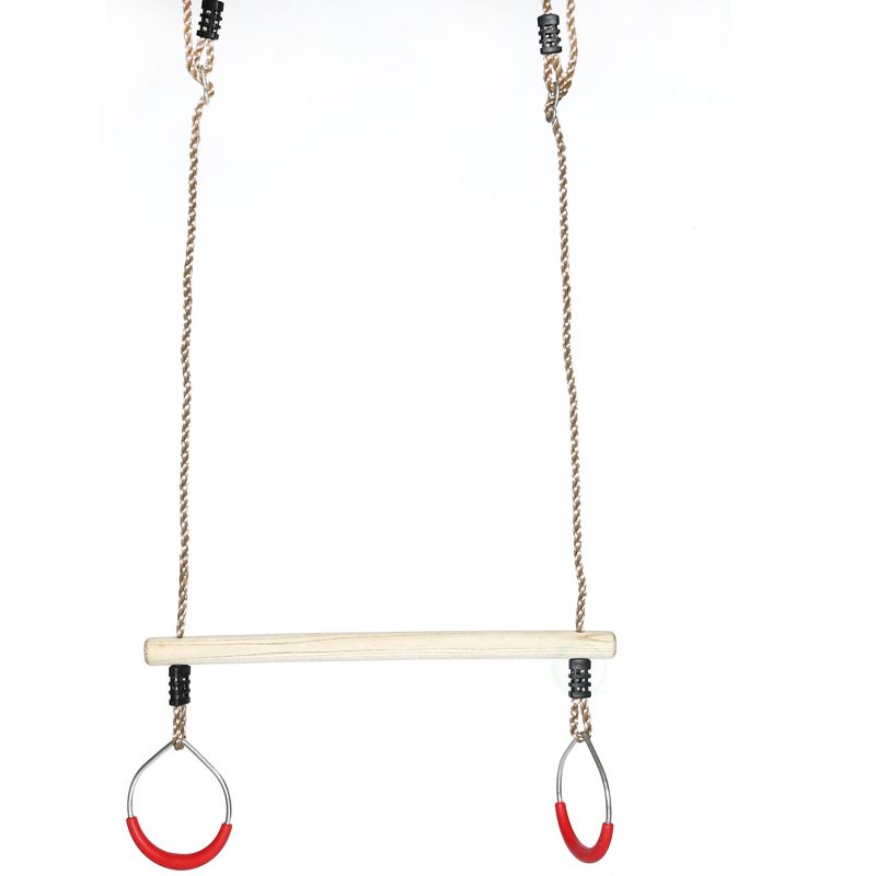 PLAYBERG Kids Trapeze Swing Bar with Rings with Hanging Ropes, 1 of 8