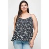 Slickblue Plus Size Floral Cami with Bar Back Cutout, Navy, V-Neck, Hi-Lo Hem, Size 1XL - 2 of 4