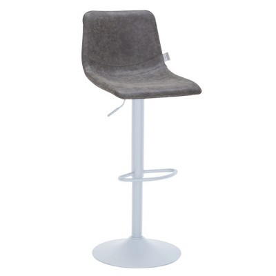 LeisureMod Adjustable Height Bar Stool with Leather Upholstery Iron Base and High-Density Foam Seat Tilbury Collection