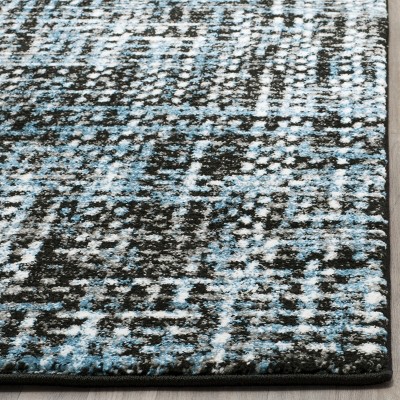 Charcoal and Blue Abstract Hand-Knotted Synthetic Area Rug