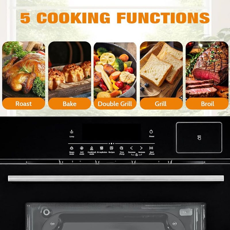 24" Electric Single Wall Oven 2.5CF Convection Oven With 8 Baking Modes 3000W 240V, 4 of 7