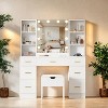 Makeup Vanity Desk with LED Lighted Mirror,56”Modern Vanity Set with Charging Station&Cushioned Storage Stool - 2 of 4