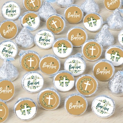 Big Dot of Happiness Elegant Cross - Religious Party Circle Sticker Labels  - 24 Count