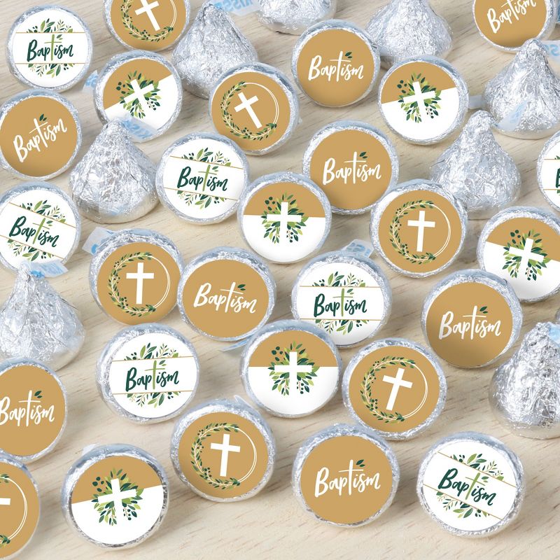 Big Dot of Happiness Baptism Elegant Cross - Religious Party Small Round Candy Stickers - Party Favor Labels - 324 Count, 1 of 8
