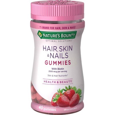 Nature's Bounty Optimal Solutions Hair, Skin & Nails Gummies with Biotin - 40ct