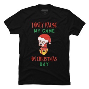 Men's Design By Humans Christmas Gamer Gift Santa Playing Video Games By rawresh6 T-Shirt - 1 of 4