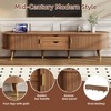 ModernLuxe TV Stand&Coffee Table Set with Charging Station, Oval Media Console with Sliding Door for TVs up to 80", Mid-Century Farmhouse Center Table - 4 of 4