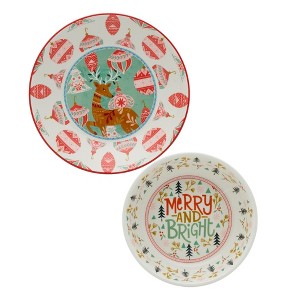 Fitz and Floyd Cottage Christmas Serving Bowls - Set of 2 - 1 of 4