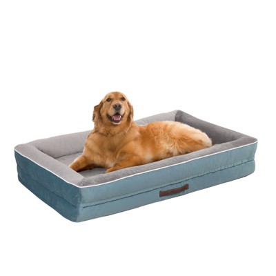 Flannel Waterproof Pet Bed Non-Slip Bottom Egg Crate Foam with Removable Washable Cover