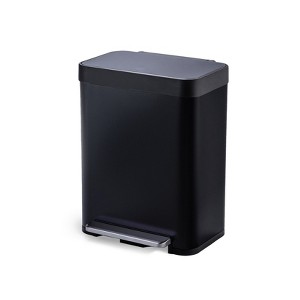 Home Zone Living 13 Gallon Kitchen Trash Can with Soft Close Lid, Liner-Free Stainless Steel Body, Matte Black - 1 of 4