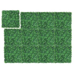 Artificial Boxwood Wall Panels, Faux Greenery Wall with 100 Zip Ties, UV-Protected Grass Backdrop Wall Panels, Garden Wall Panels for Indoor, Outdoor - 1 of 4