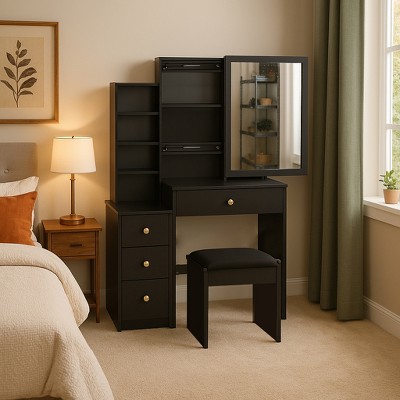Vanity Table + Cushioned Stool