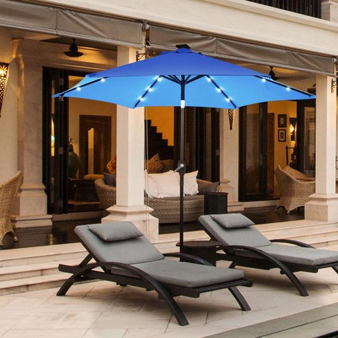 Costway 9FT Patio Solar Umbrella LED  Steel Tilt With Crank Blue/Orange/Brige/Tan/Burgundy - image 1 of 4