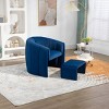 Single Leisure Barrel Chair,Modern Velvet Accent Chair with Ottoman,Modern Barrel Chair Upholstered Club Tub Round Arms Chair-Cuddlewood - 2 of 4
