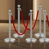 VEVOR Stanchions and Velvet Ropes 6Pcs, Hollow Base with Stainless Steel Post, 3 Red Velvet Ropes and Posts, Crowd Control Barriers Stanchions,Silver - 2 of 4